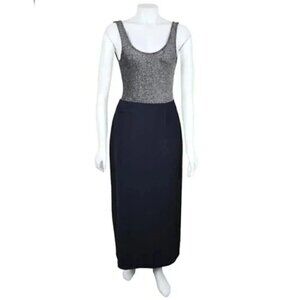 Vintage Jacob Maxi Navy Blue Pencil Skirt Side Slit Size  7/8